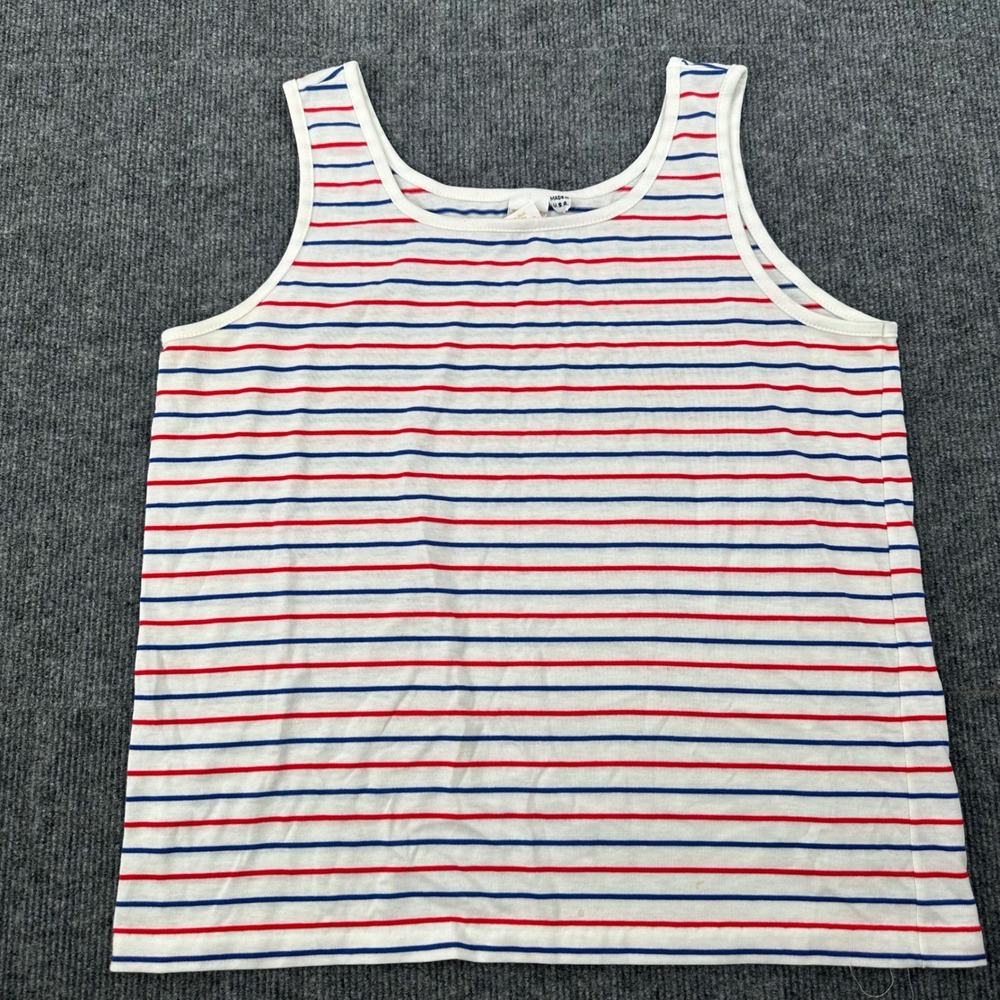 Vintage Jantzen Tank Top Womens Large Striped Red White Blue Casual Summer USA